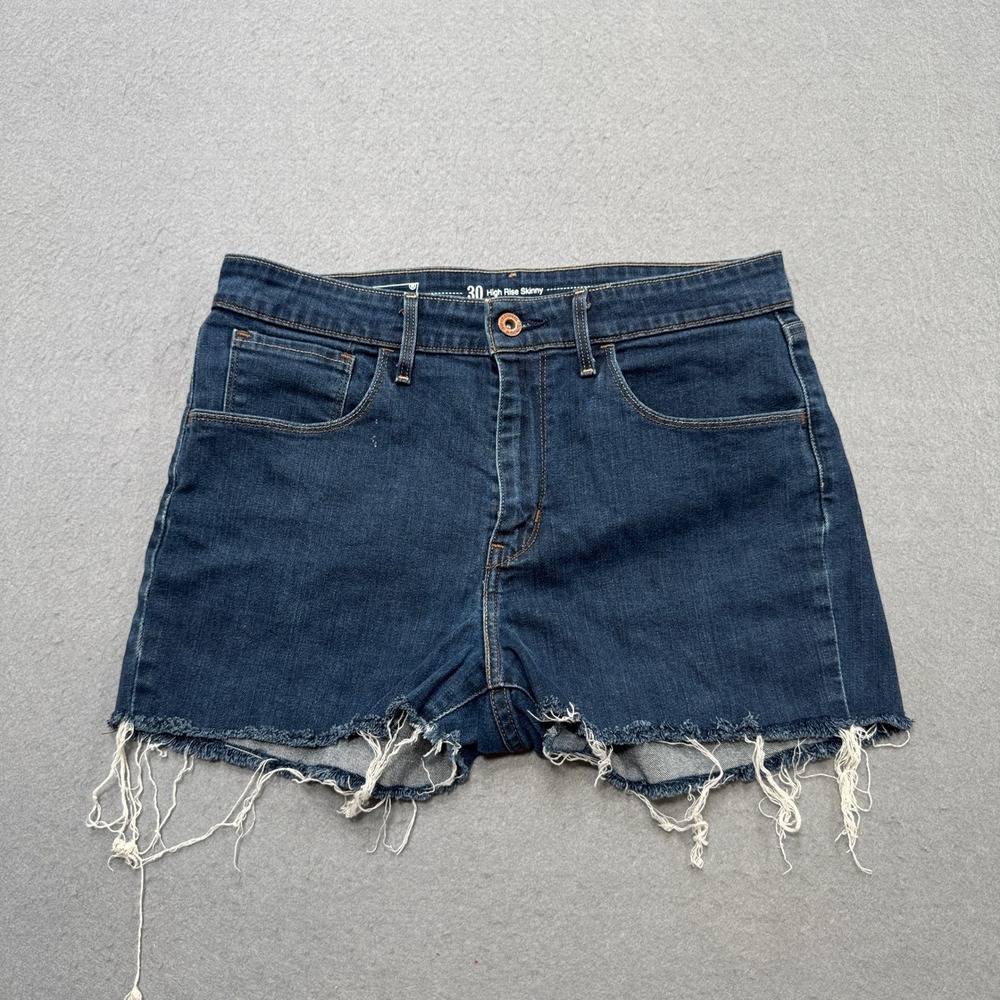 Levi's Denim Shorts Womens 30 Blue Dark Wash High Rise Skinny Cut Off Streetwear